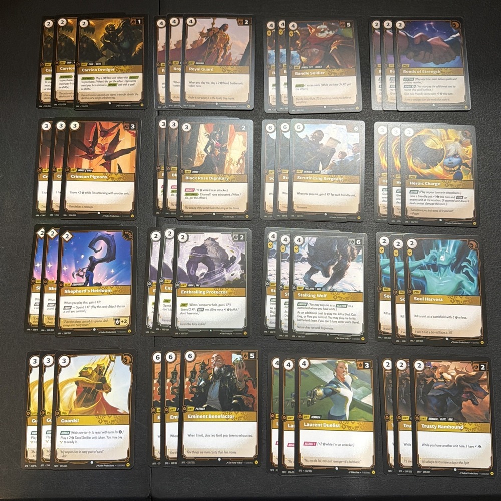 Riftbound Yellow Playset Lot 48 Cards Total Order Rune UNL & SFD